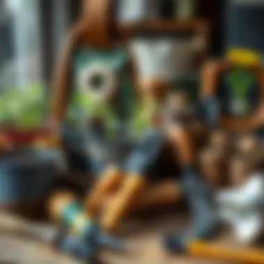 An arrangement of tools and materials used for flower propagation