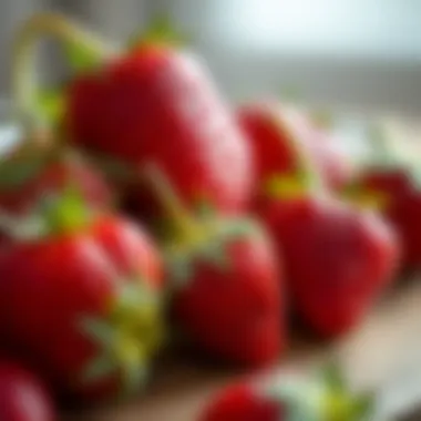 Close-up of fresh strawberries in spring