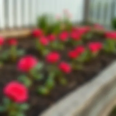 Garden Bed Soil Preparation for Roses A beautifully arranged garden bed with soil ready for planting roses