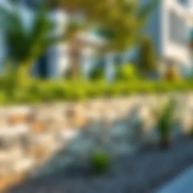 Modern stone wall showcasing contemporary landscaping