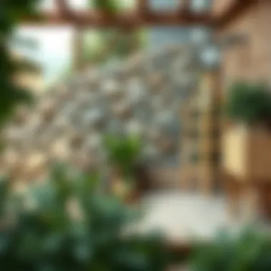 Rustic stone wall adding charm to outdoor space