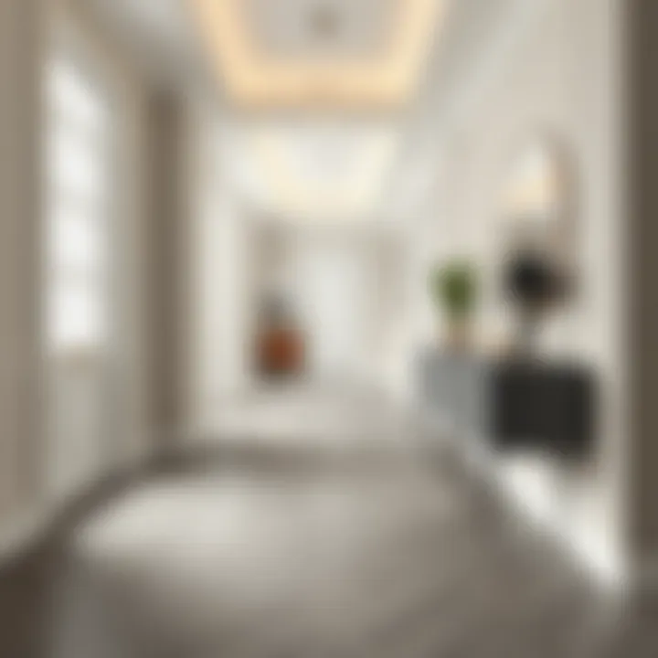 Elegant hallway with gray joint laminate flooring