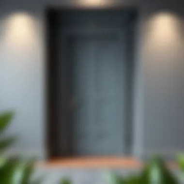 Sophisticated gray wall paired with a contrasting door