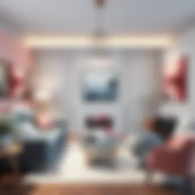 Elegant living room featuring grey and pink decor