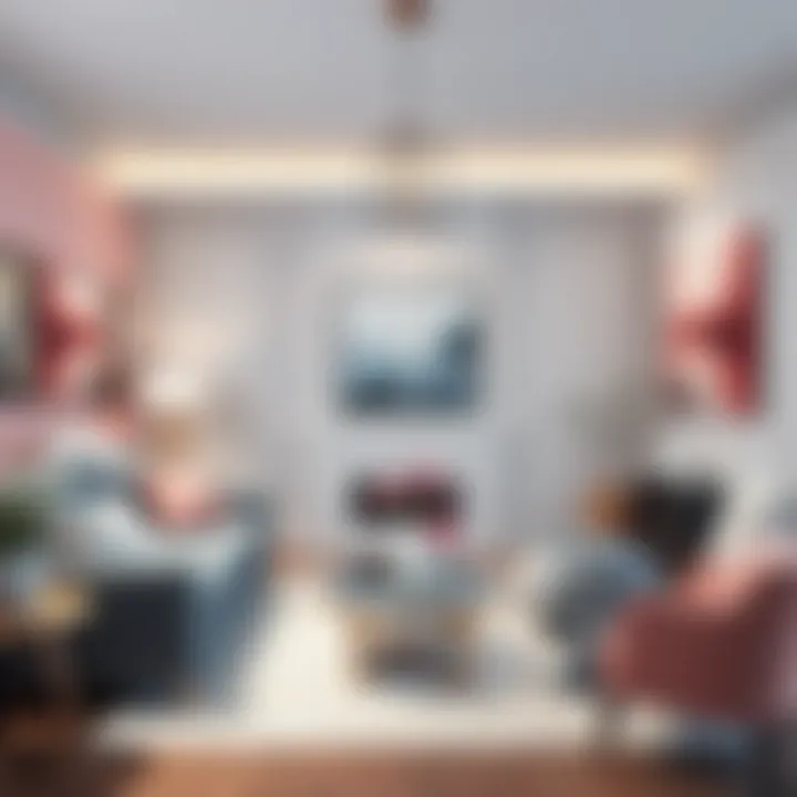 Elegant living room featuring grey and pink decor