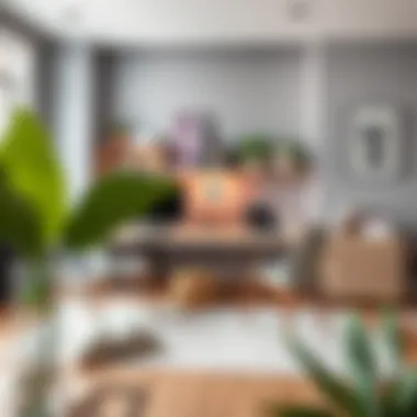 Modern workspace incorporating grey and pink tones