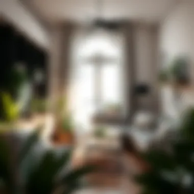 A cozy living room featuring shadow-loving plants