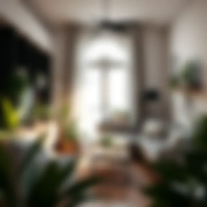 A cozy living room featuring shadow-loving plants