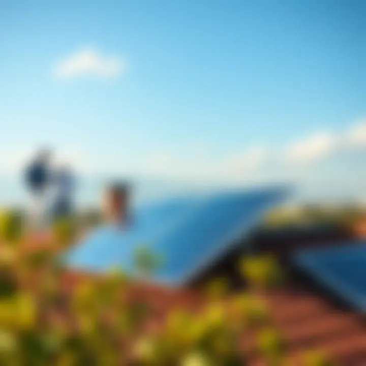 Harnessing Solar Power: Rooftop Installations Solar panel installation on a rooftop showcasing renewable energy usage.