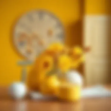 Artistic Use of Mustard Yellow with Bold Hues An artistic arrangement showcasing mustard yellow with bold colors.