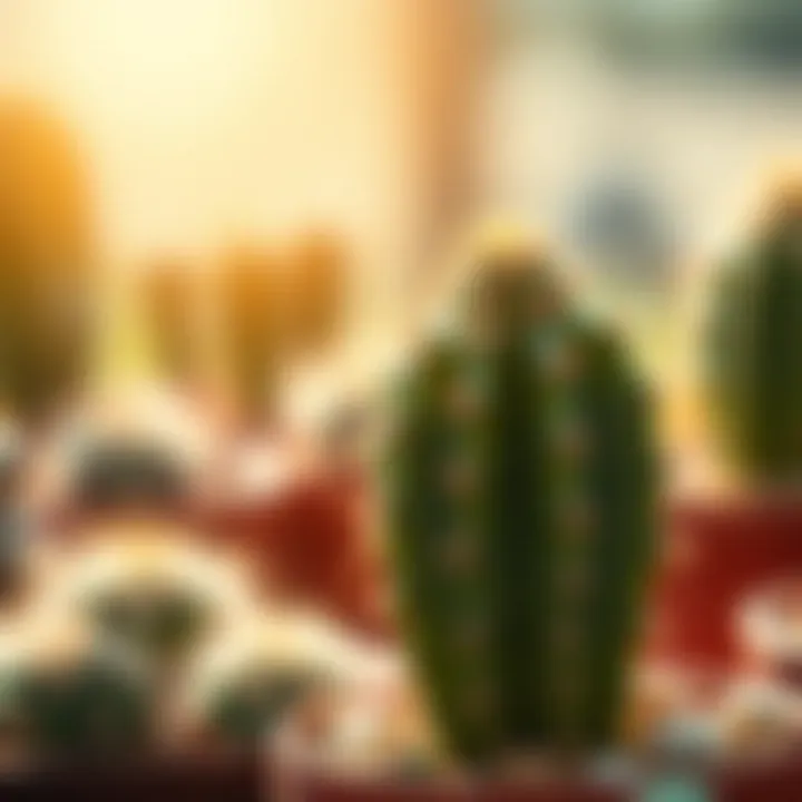 Healthy Small Cactus in Sunlight Close-up of a healthy small cactus under sunlight