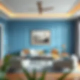 Calm blue wall color in a living room