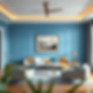 Tranquil Blue Living Space Calm blue wall color in a living room