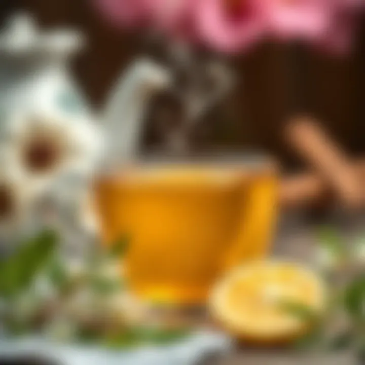 Cup of linden tea with lemon slice