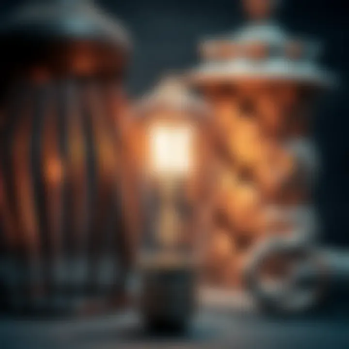 Classic incandescent bulb alongside a decorative lamp