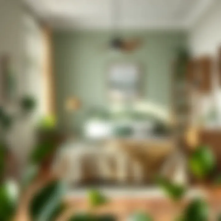 Cozy bedroom with green decor elements