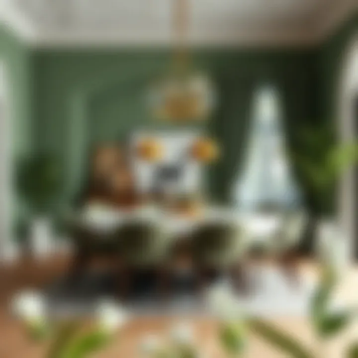 Elegant dining area featuring green hues