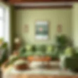 Serene living room with green accents