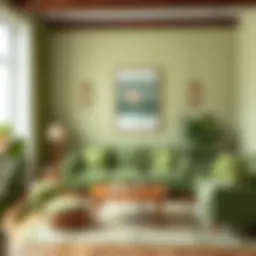 Serene living room with green accents