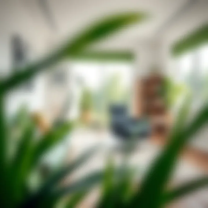 Stylish office space with green accents