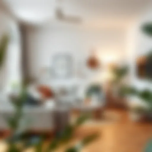 A serene Scandinavian living room featuring minimal wall decor and natural materials