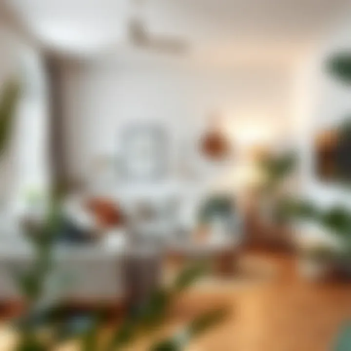 A serene Scandinavian living room featuring minimal wall decor and natural materials