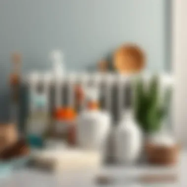 Cleaning supplies arranged for radiator maintenance