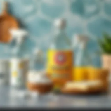 Eco-friendly cleaning products including baking soda for kitchen hygiene.