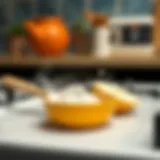 Natural cleaning using baking soda on a stove.