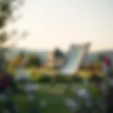 Elegant foldable lounge chair in a serene garden setting