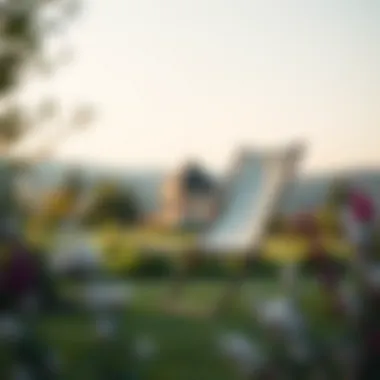 Elegant foldable lounge chair in a serene garden setting