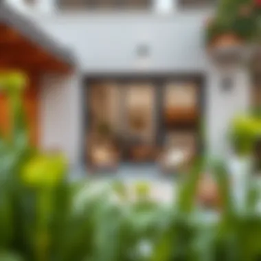 A modern patio featuring stylish foldable lounge chairs complementing the decor