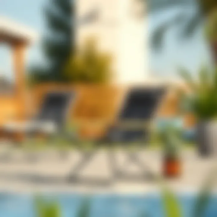 Foldable lounge chair showcasing versatility in different outdoor settings