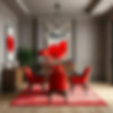 Red Accents in Dining Spaces Elegant dining area featuring red decorative elements