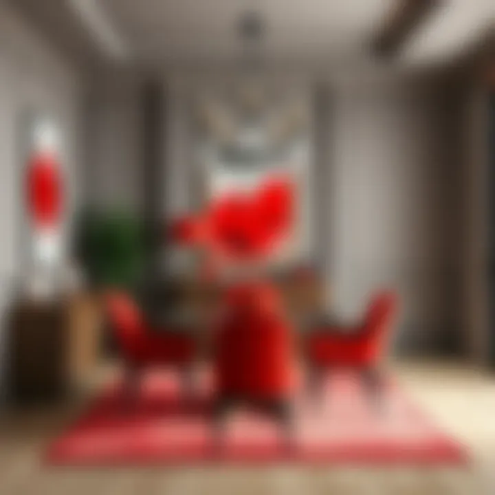 Red Accents in Dining Spaces Elegant dining area featuring red decorative elements