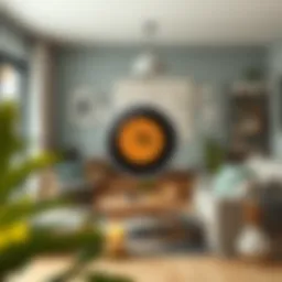 Cozy living room with a thermostat view