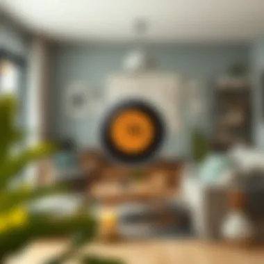 Cozy living room with a thermostat view