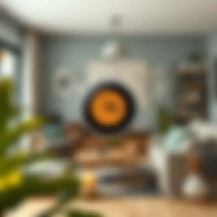 Cozy living room with a thermostat view