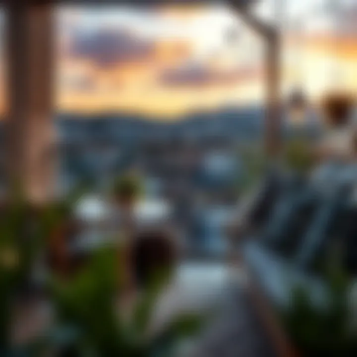 Creating a Cozy Atmosphere on the Balcony Cozy balcony view during sunset