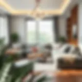 Contemporary living room arrangement with sectional sofa