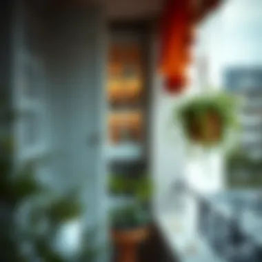 Elegant balcony decoration featuring a cabinet