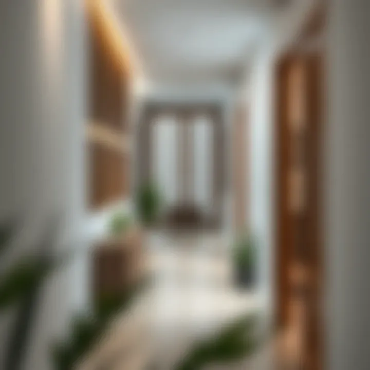 Creative application of slats in a modern hallway