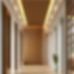 Elegant corridor design featuring wooden slats
