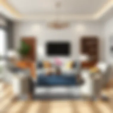 Elegant lake-painted furniture in a modern living room