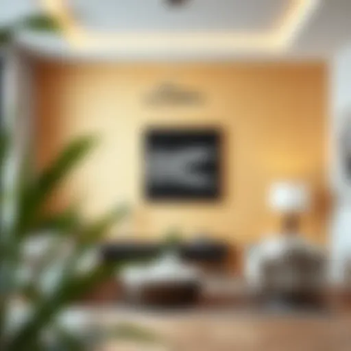 Elegant light color wallpaper in a modern living room