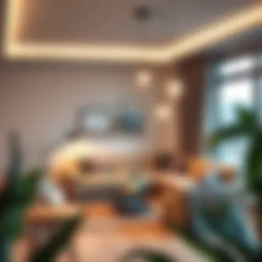 Modern lighting design in a living room