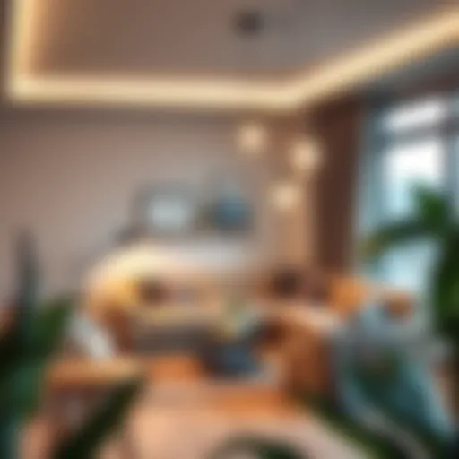 Modern lighting design in a living room