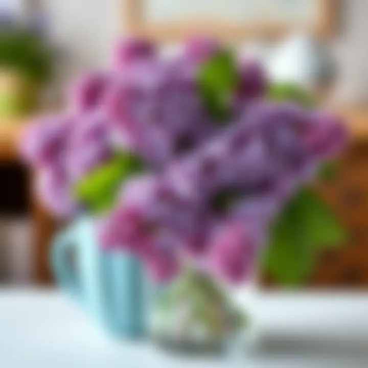 A beautifully arranged lilac bouquet with complementary color accents