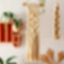 An intricate macrame wall hanging showcasing various knot techniques