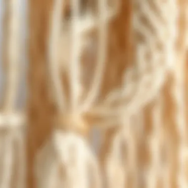 Close-up of natural fibers used in macrame art